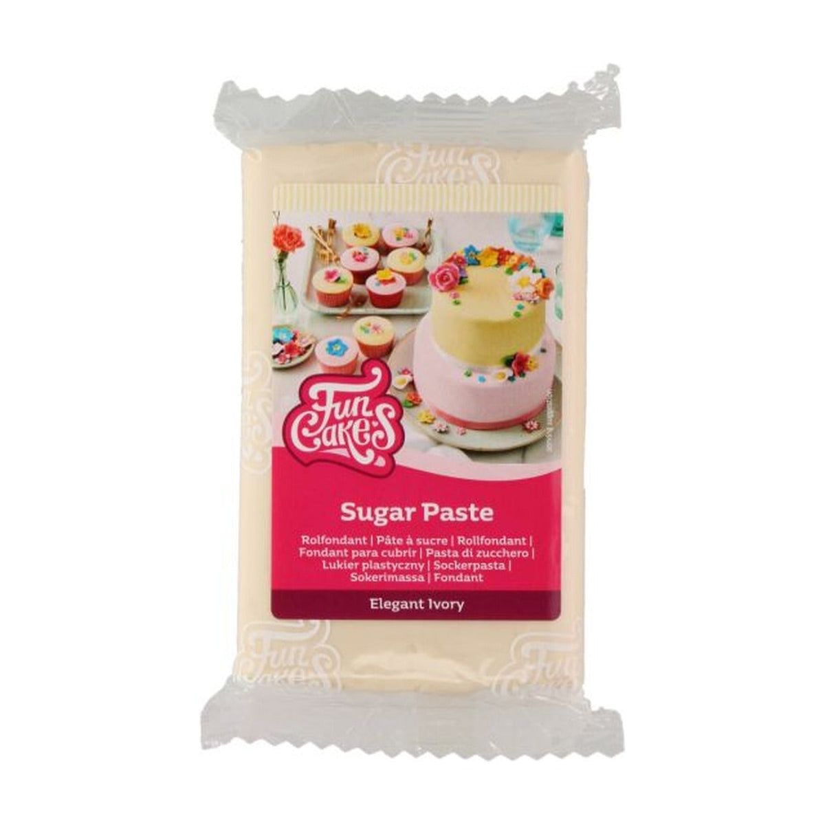 FunCakes Fondant Elegant Ivory - 250 gram op witte achtergrond