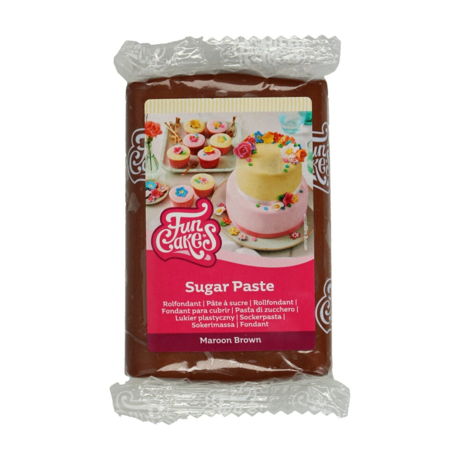 FunCakes Fondant Maroon Brown - 250 gram op witte achtergrond