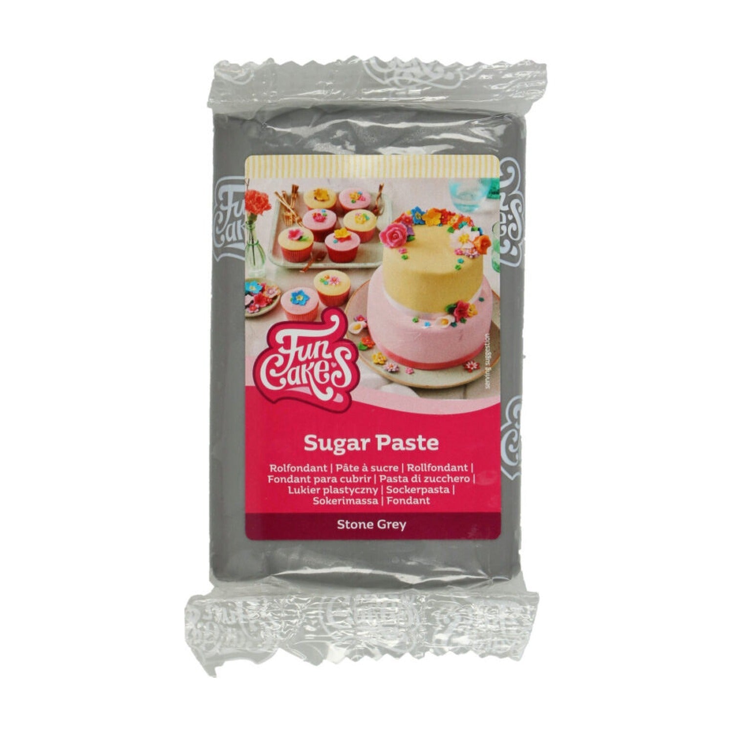 FunCakes Fondant Stone Grey - 250 gram op witte achtergrond