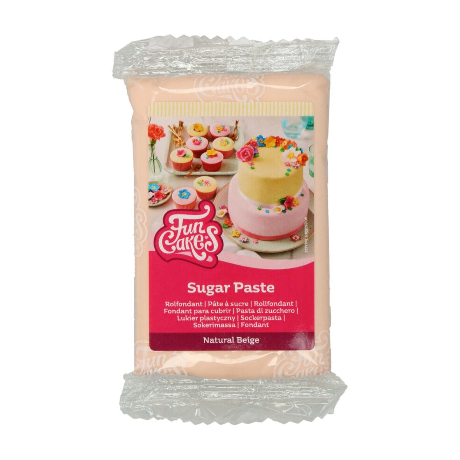 FunCakes Fondant Naturel Beige - 250 gram op witte achtergrond