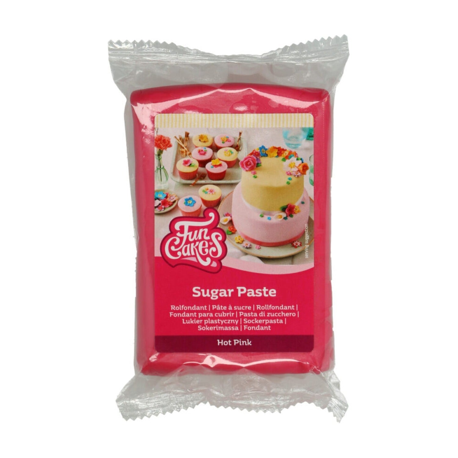 FunCakes Fondant Hot Pink - 250 gram op witte achtergrond