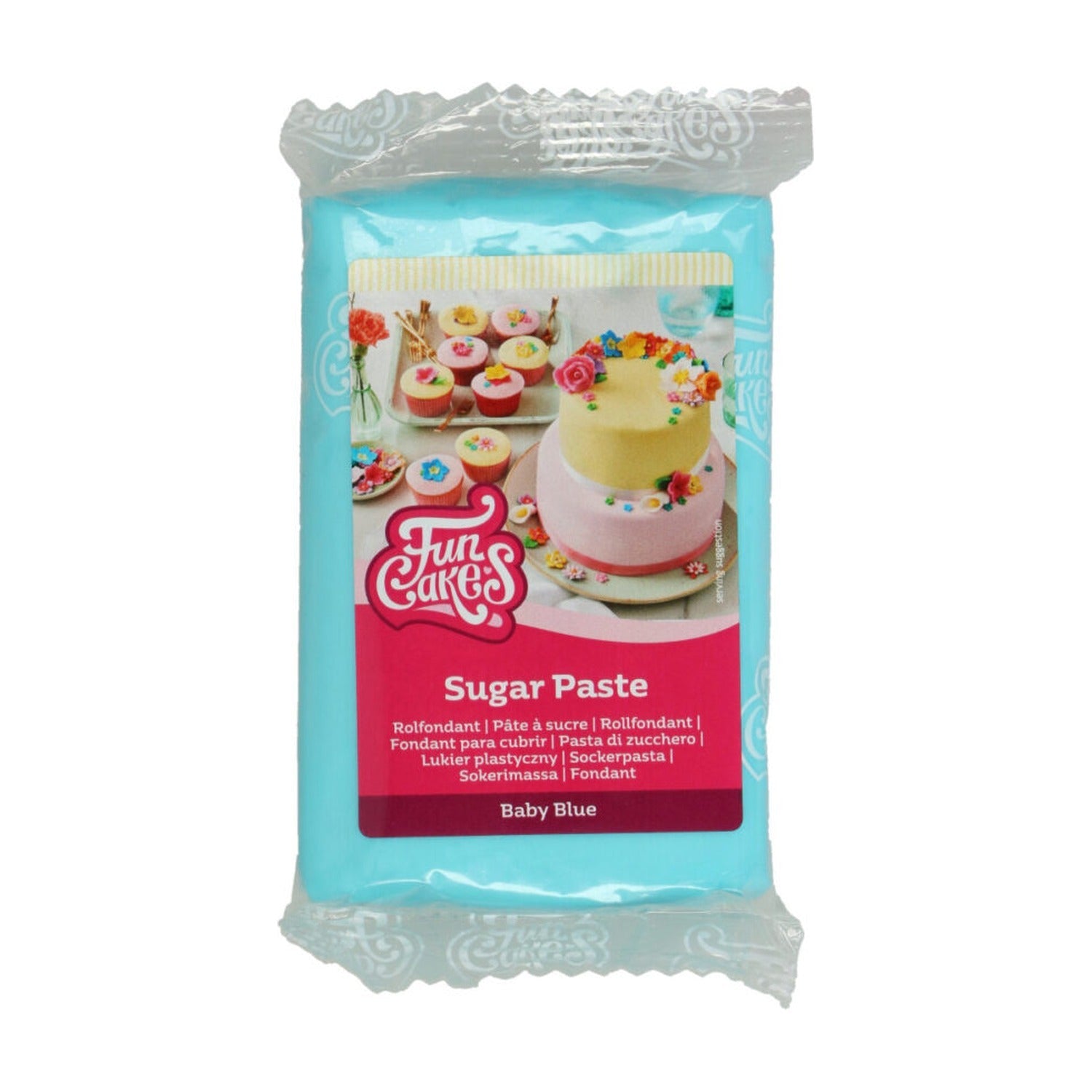 FunCakes Fondant Baby Blue - 250 gram op witte achtergrond