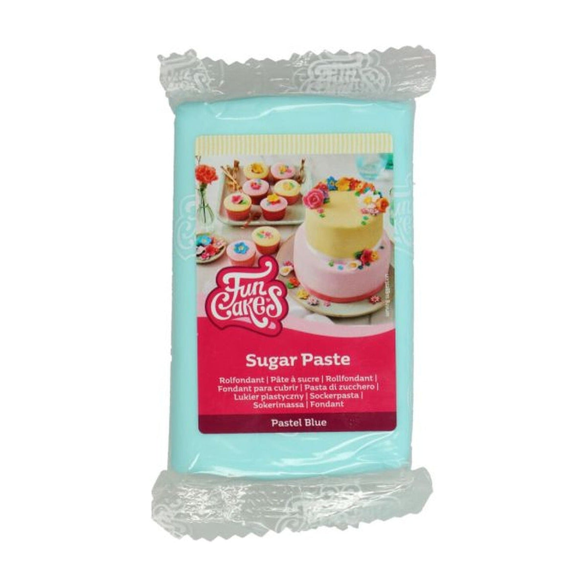 FunCakes Fondant Pastel Blue - 250 gram op witte achtergrond