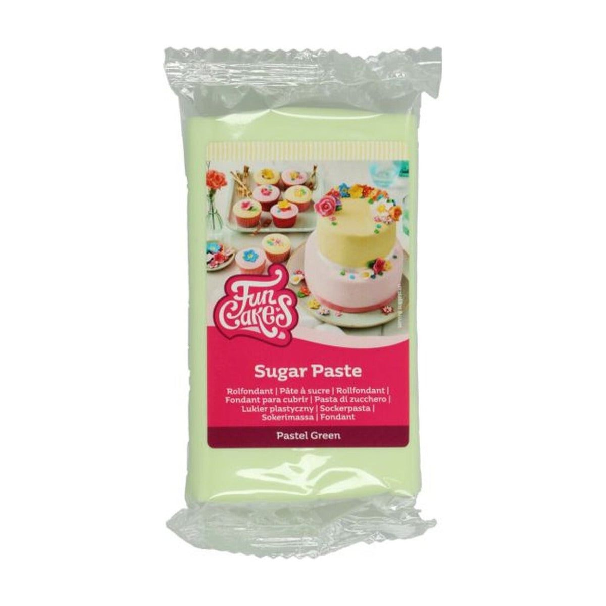 FunCakes Fondant Pastel Green - 250 gram op witte achtergrond