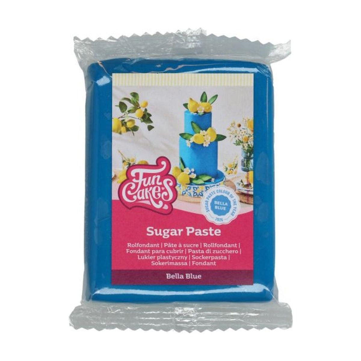 FunCakes Fondant Bella Blue - 250 gram op witte achtergrond