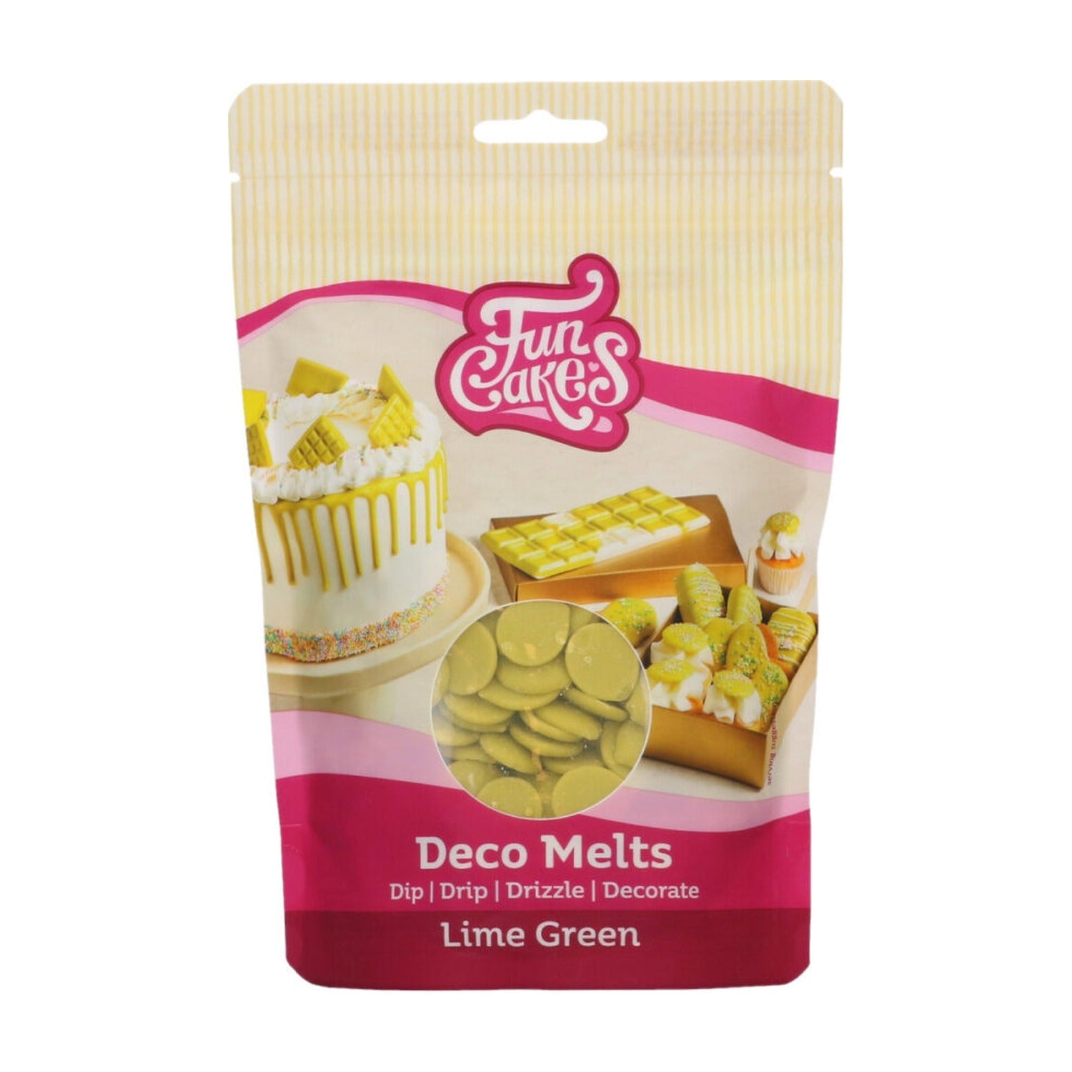 FunCakes Deco Melts Lime Green - 250 gram op witte achtergrond