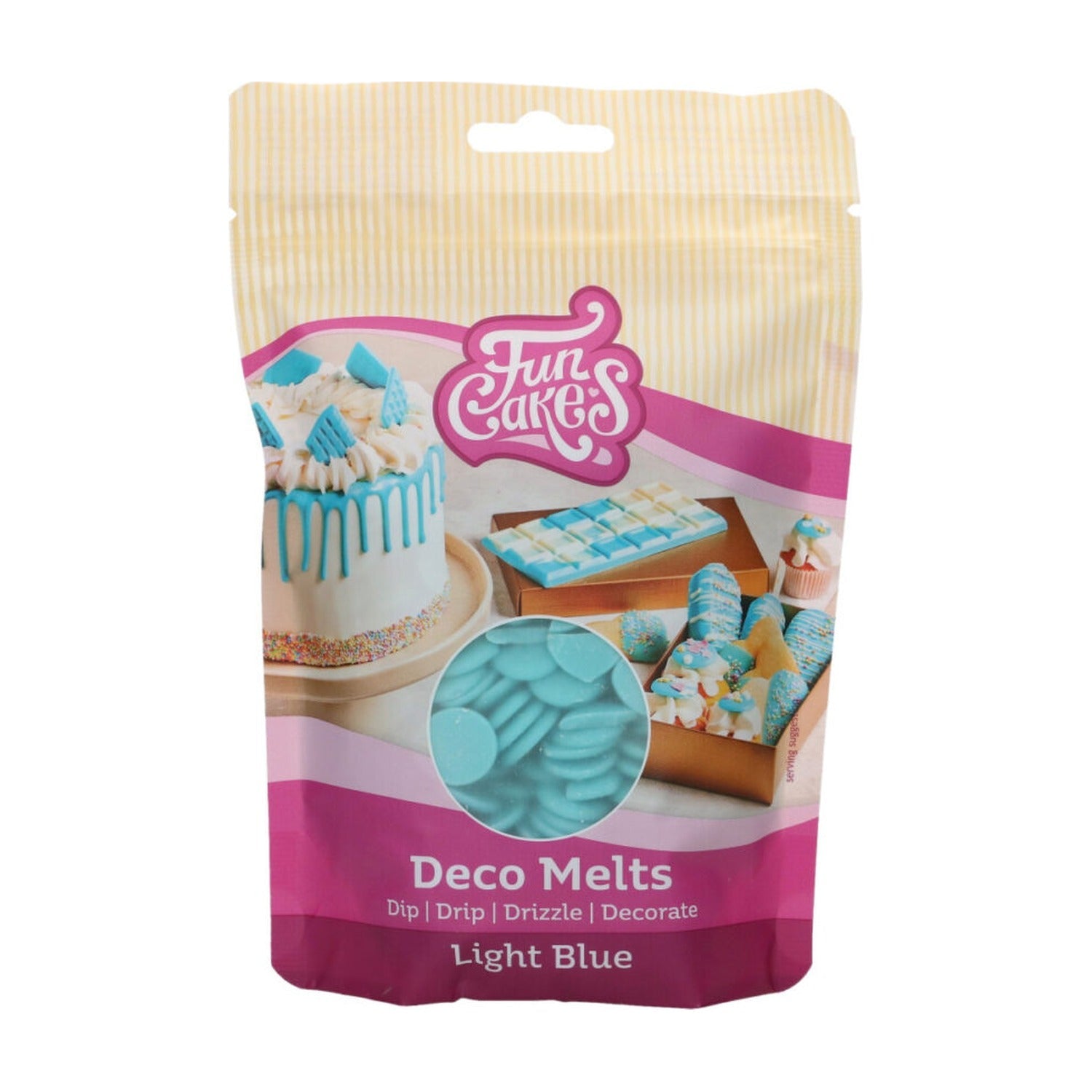 FunCakes Deco Melts Baby Blue - 250 gram op witte achtergrond