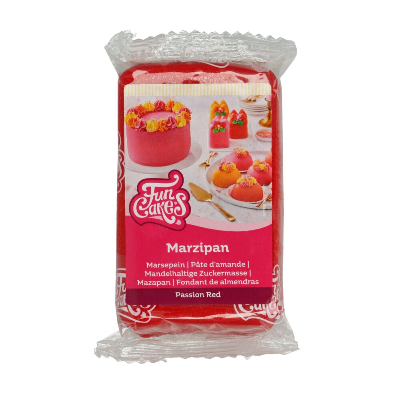 FunCakes Marsepein Passion Red - 250 gram op witte achtergrond