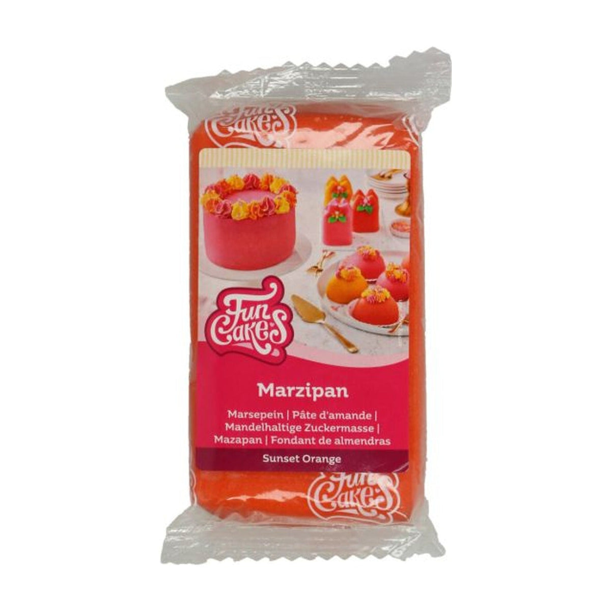 FunCakes Marsepein Sunset Orange - 250 gram op witte achtergrond