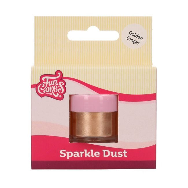 Verpakking Sparkle Dust Golden Ginger met glazen potje glitterpoeder