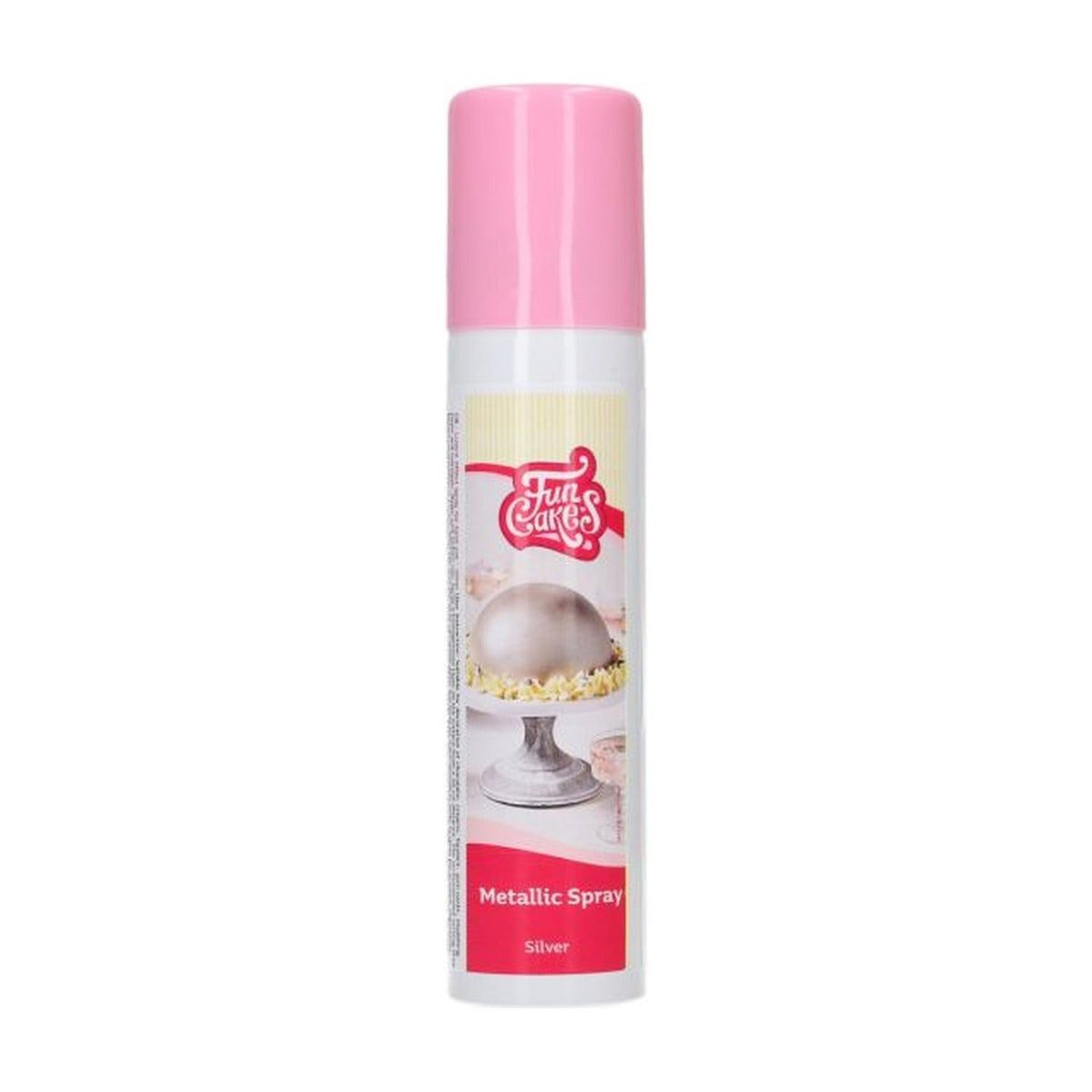 FunCakes Metallic Spray Silver - 100 ml op witte achtergrond