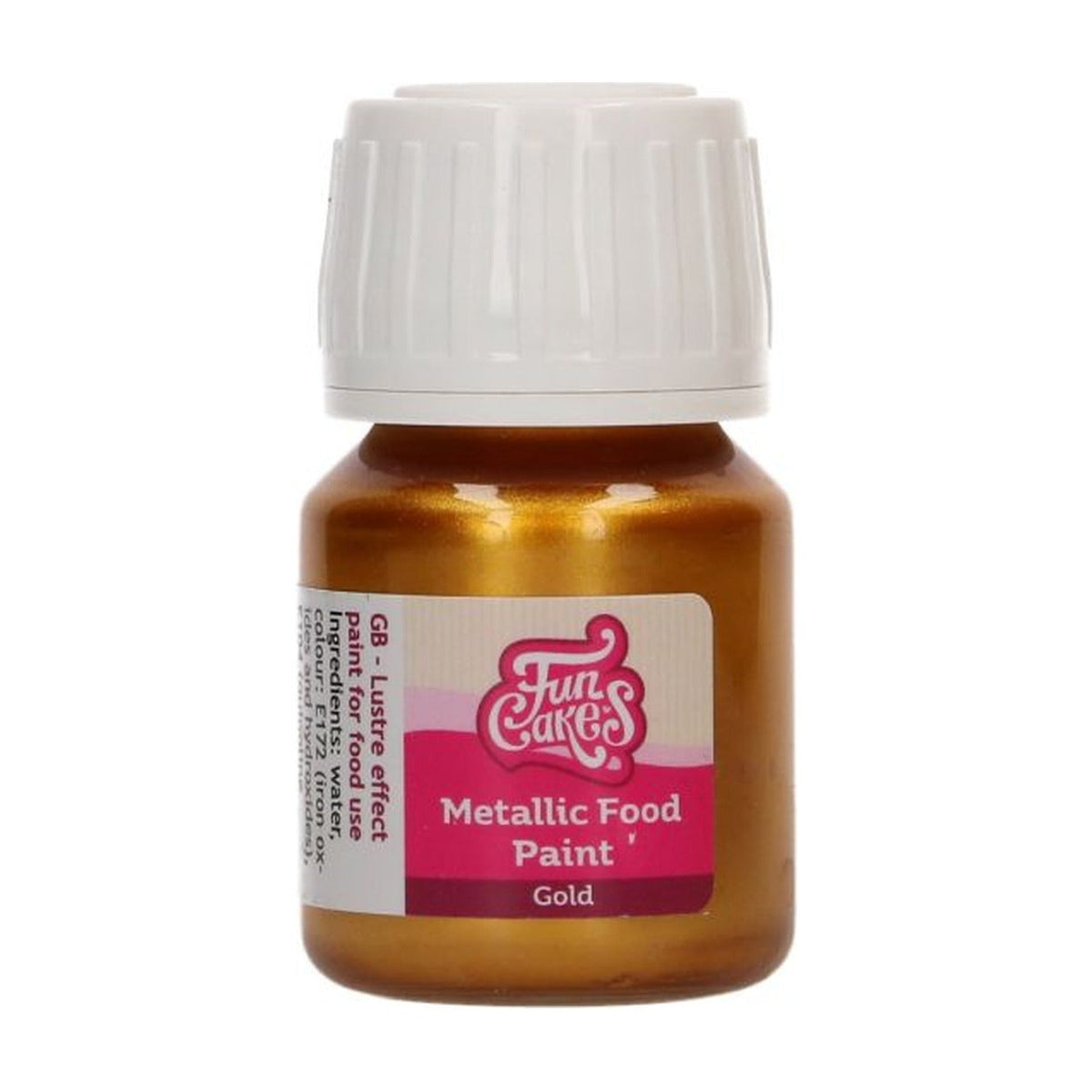 FunCakes Metallic Food Paint Gold - 30 ml op witte achtergrond