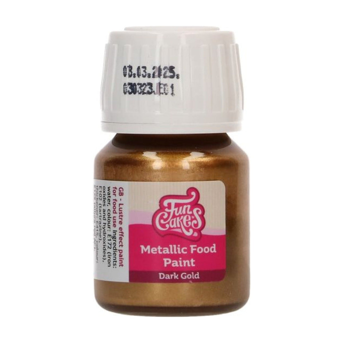 FunCakes Metallic Food Paint Dark Gold - 30 ml op witte achtergrond