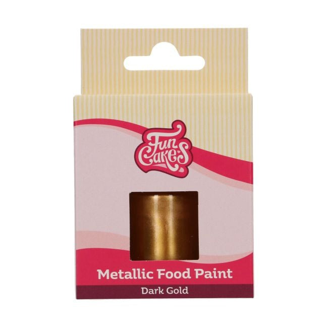 Verpakking van FunCakes Metallic Food Paint in de kleur donkergoud