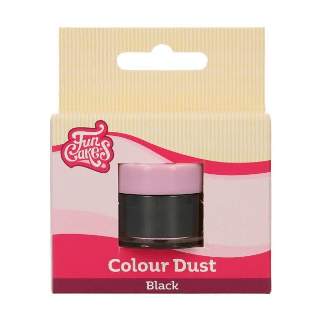 Potje FunCakes Colour Dust in de kleur zwart in verpakking