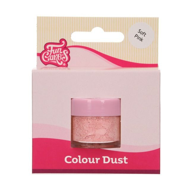 Potje FunCakes Colour Dust in de kleur zachtroze in verpakking