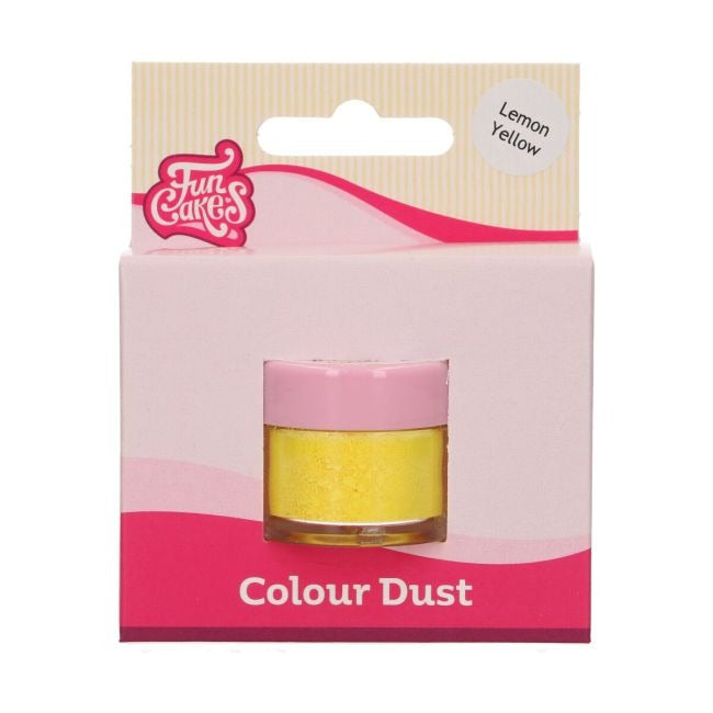 Potje FunCakes Colour Dust in de kleur citroengeel in verpakking