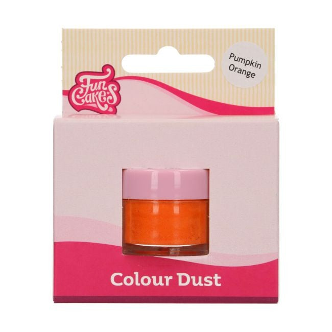 Potje FunCakes Colour Dust in de kleur pompoenoranje in verpakking