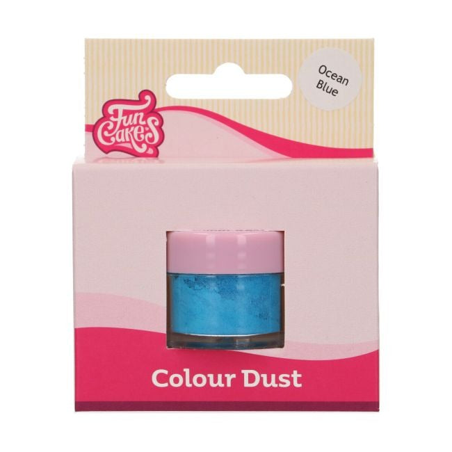 Potje FunCakes Colour Dust in de kleur oceaanblauw in verpakking
