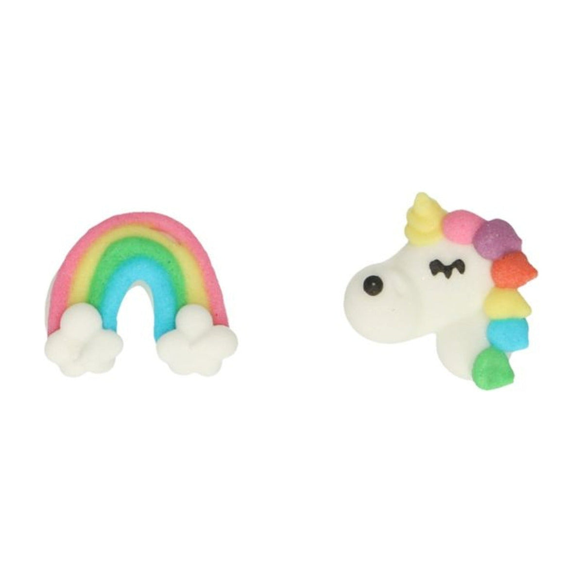 FunCakes Suikerdecoratie Eenhoorn & Regenboog Set/12 op witte achtergrond