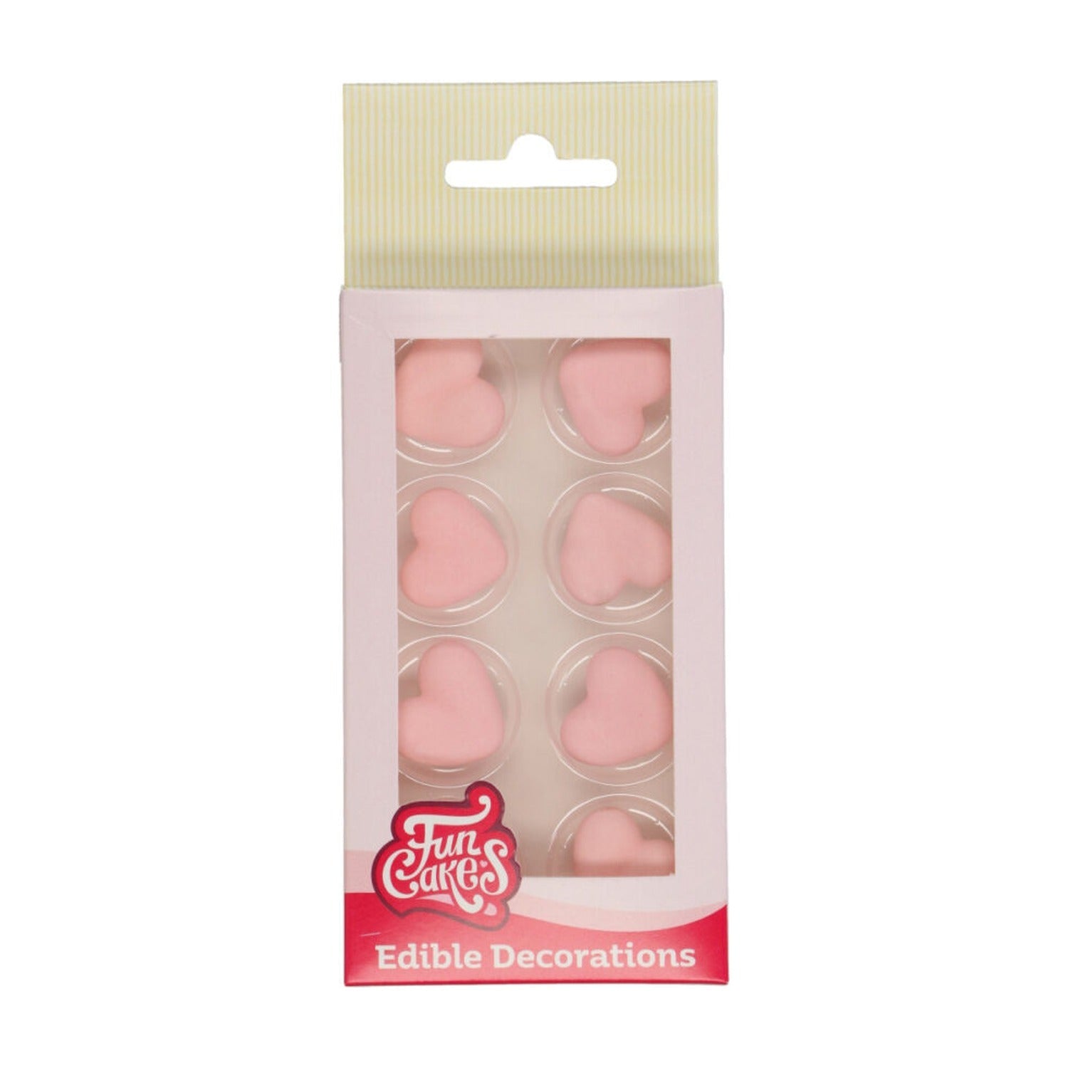 FunCakes Suikerdecoratie Hart Roze - 8 stuks op witte achtergrond
