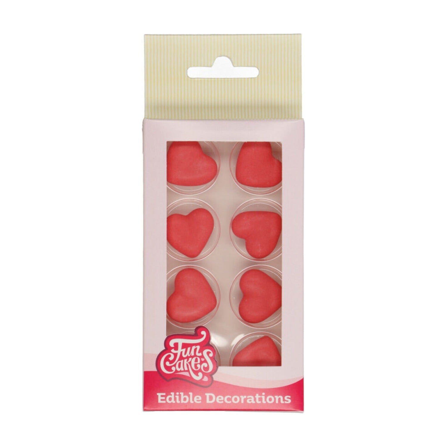 FunCakes Suikerdecoratie Hart Rood - 8 stuks op witte achtergrond