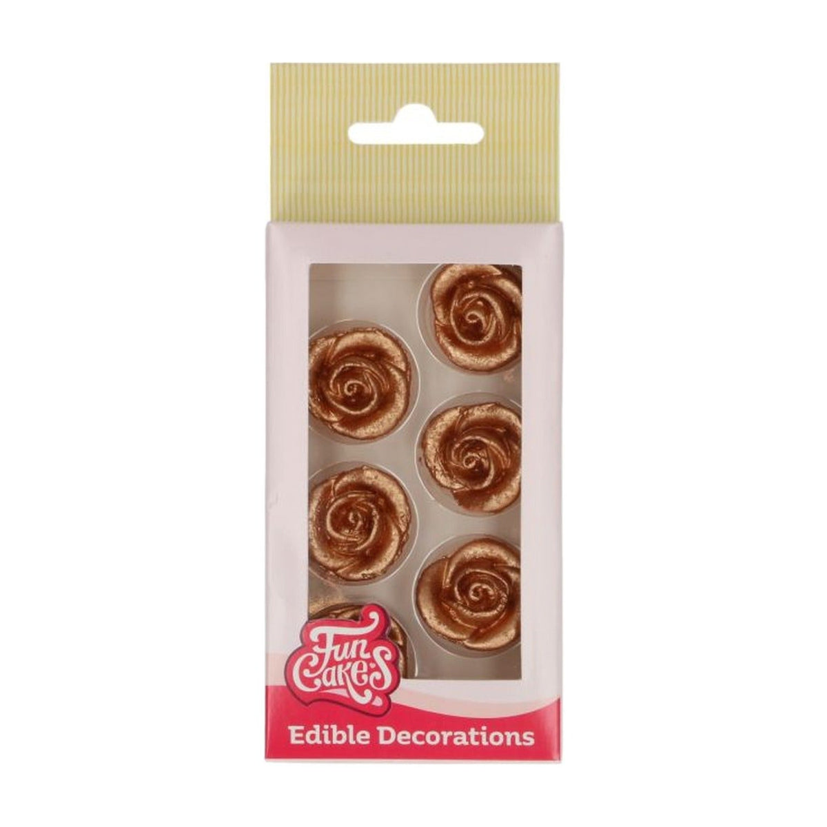 FunCakes Fondant Decoraties Rozen Bronze set/6 op witte achtergrond