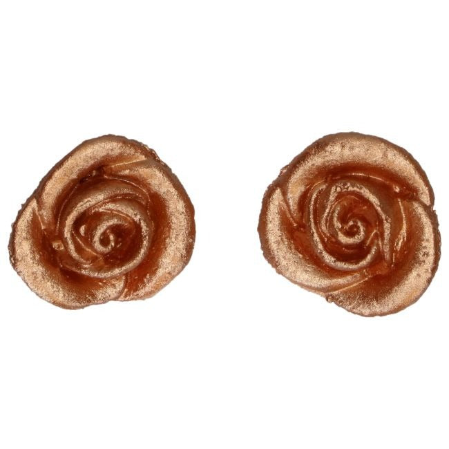 Twee chocoladerozen in bronskleur