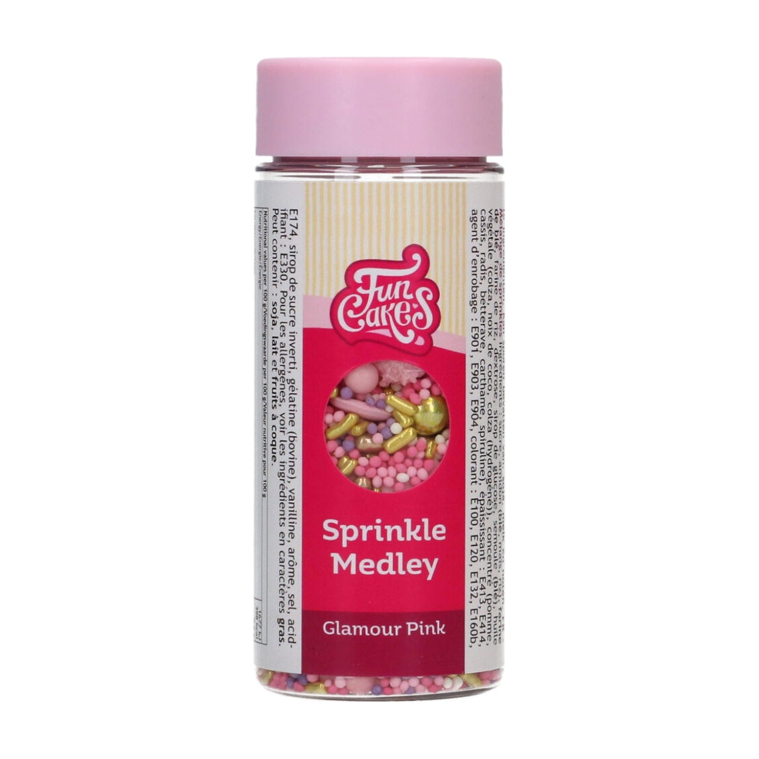 FunCakes Sprinkles Glamour Pink Medley - 65 gram op witte achtergrond