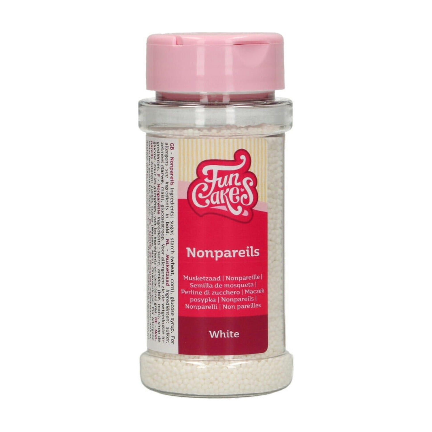 FunCakes Sprinkles Wit - 80 gram op witte achtergrond