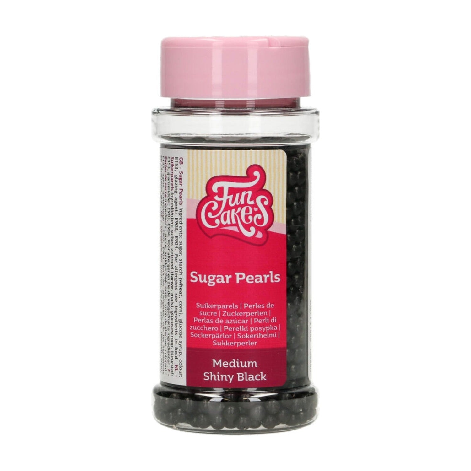 FunCakes Suikerparels 4 mm Zwart Glans - 80 gram op witte achtergrond