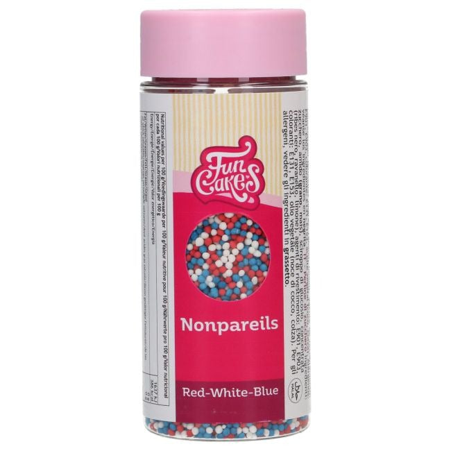 Pot FunCakes Nonpareils in rood, wit en blauw