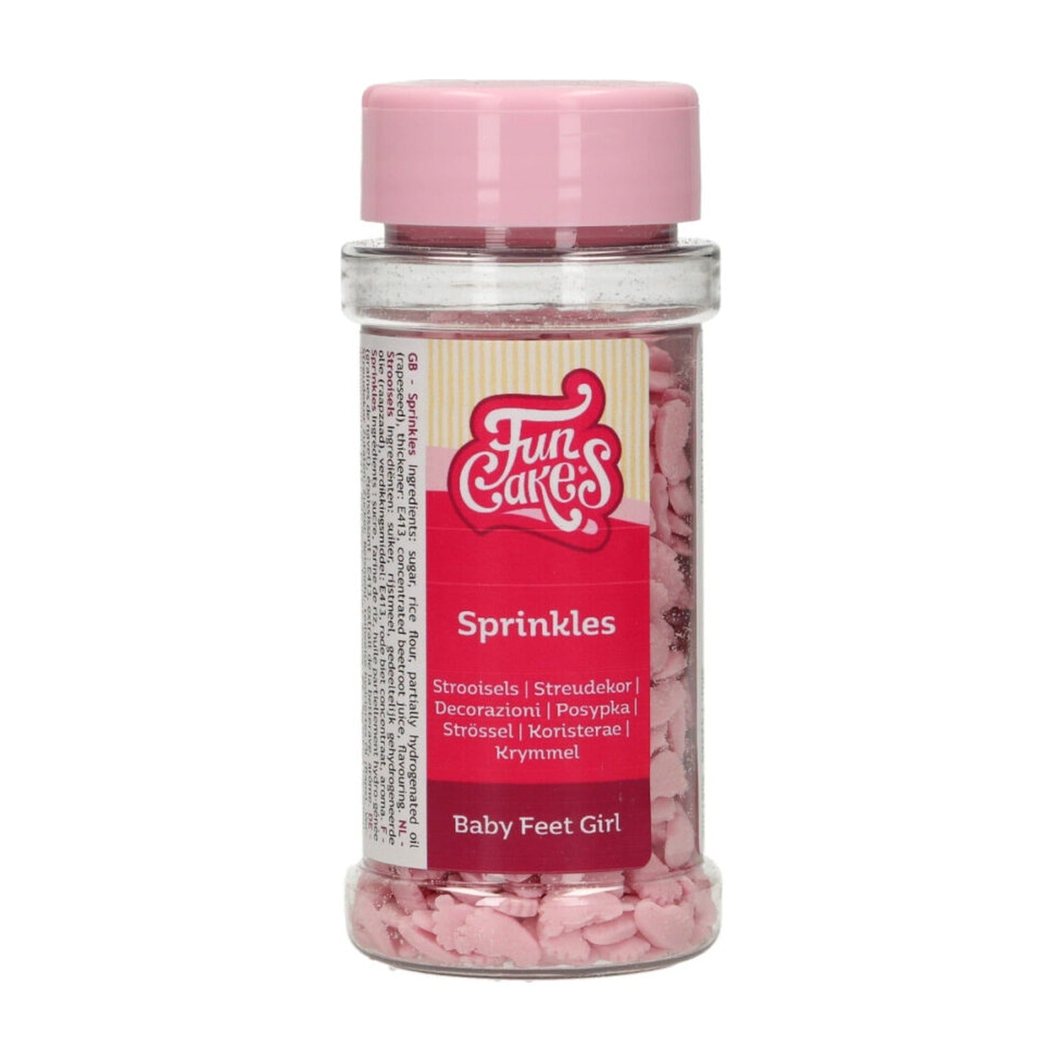 FunCakes Sprinkles Baby Feet Meisje - 55 gram op witte achtergrond