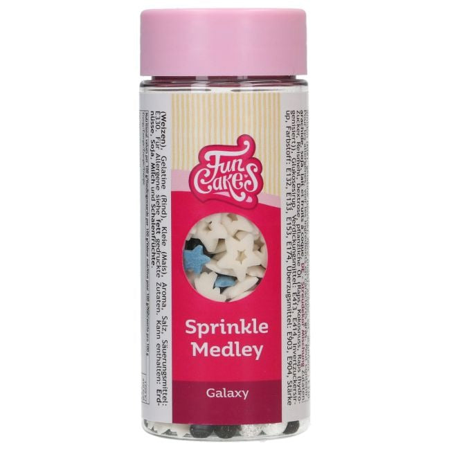 Pot Sprinkle Medley Galaxy met sterretjes in wit, blauw en zwart