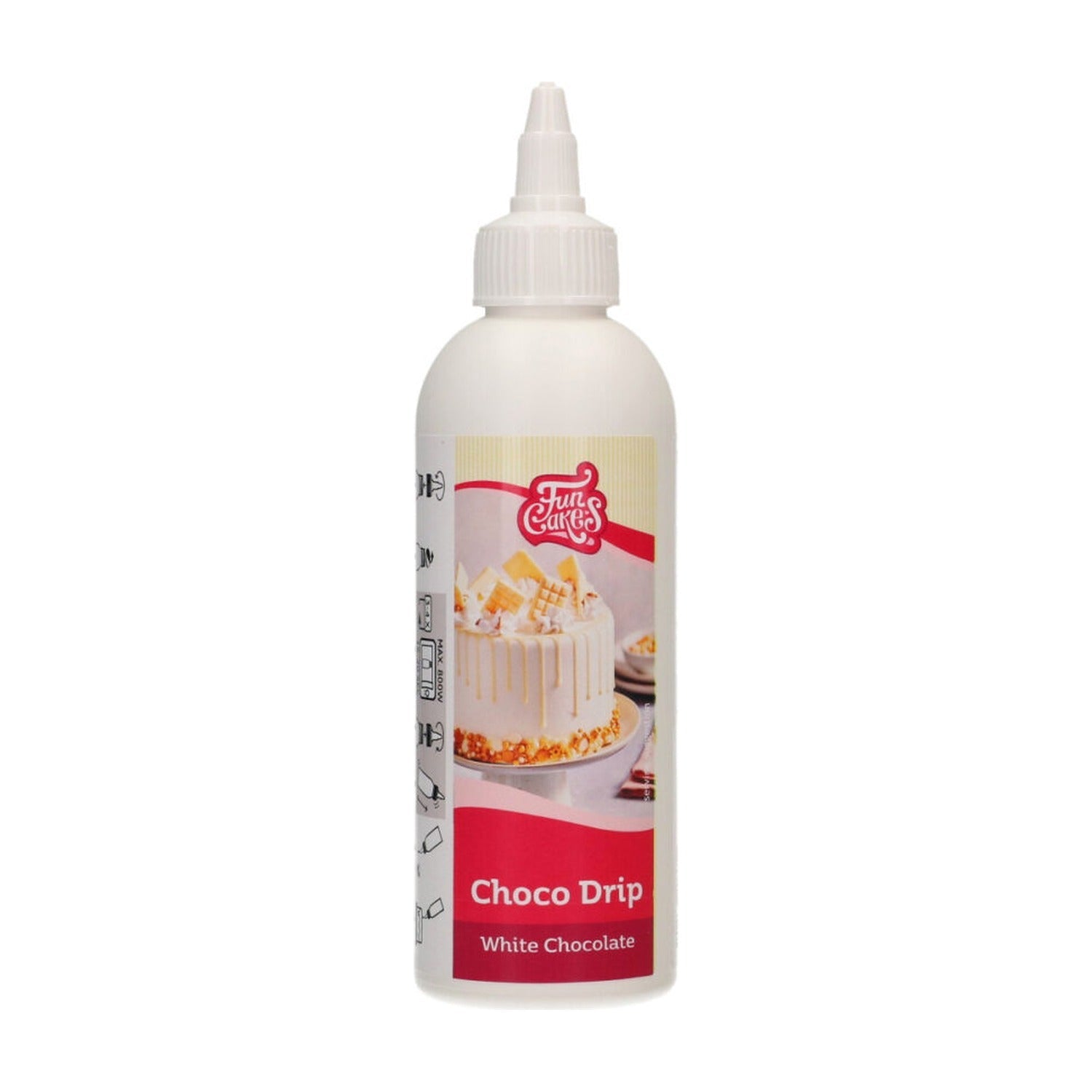 FunCakes Choco Drip Witte Chocolade - 180 gram op witte achtergrond