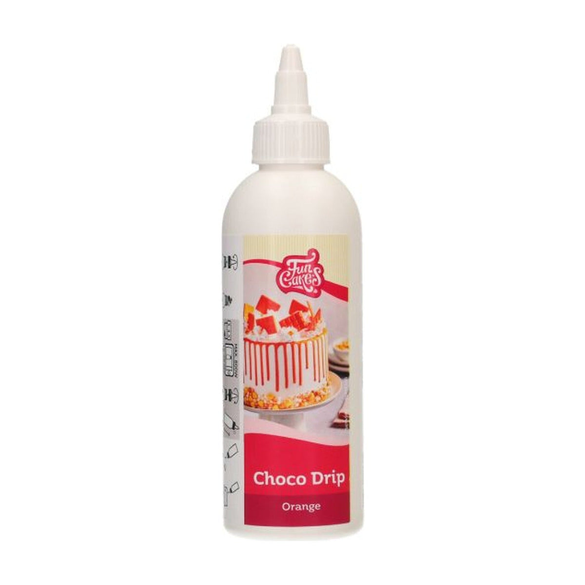 FunCakes Choco Drip Oranje - 180 gram op witte achtergrond