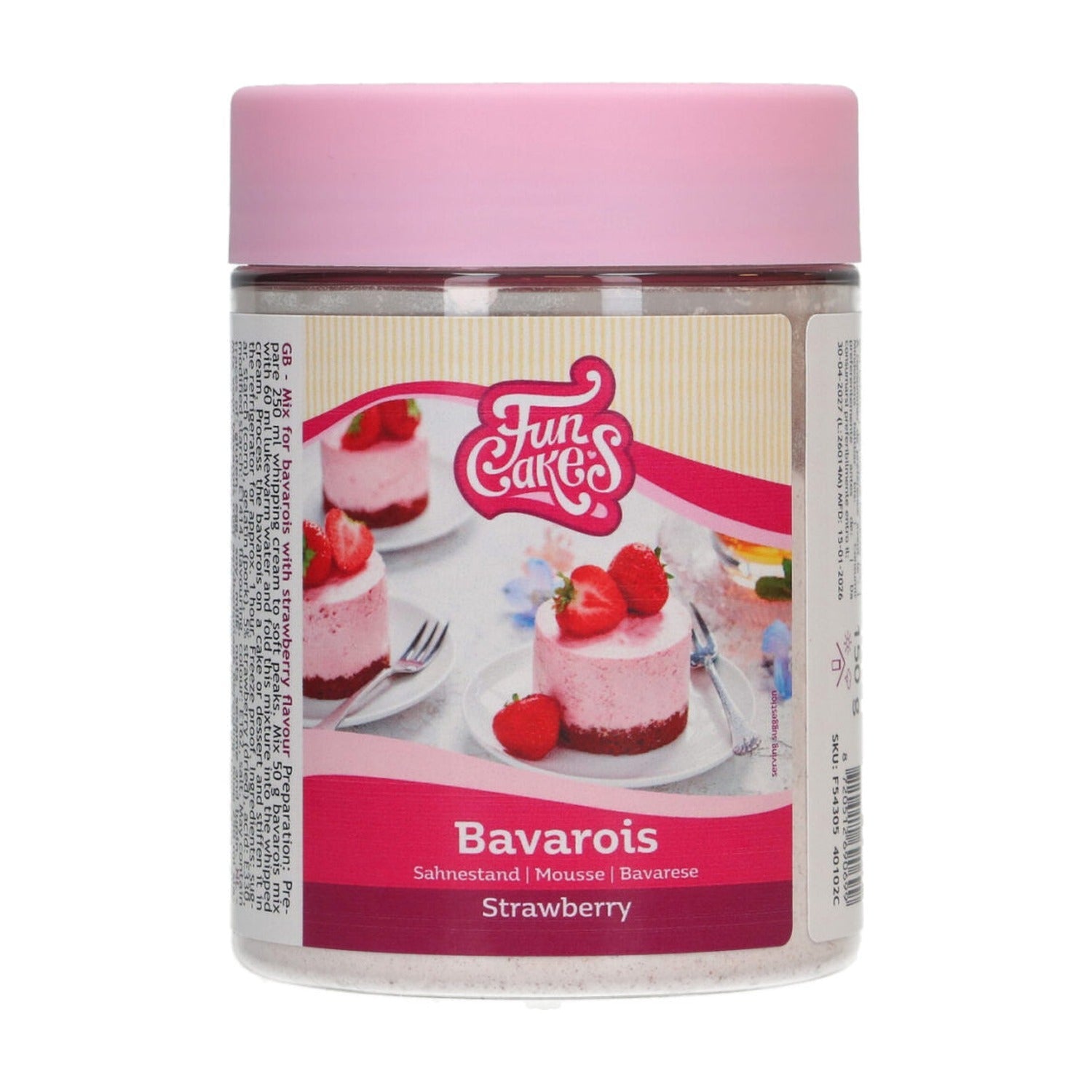 FunCakes Bavarois Aardbei - 150 gram op witte achtergrond