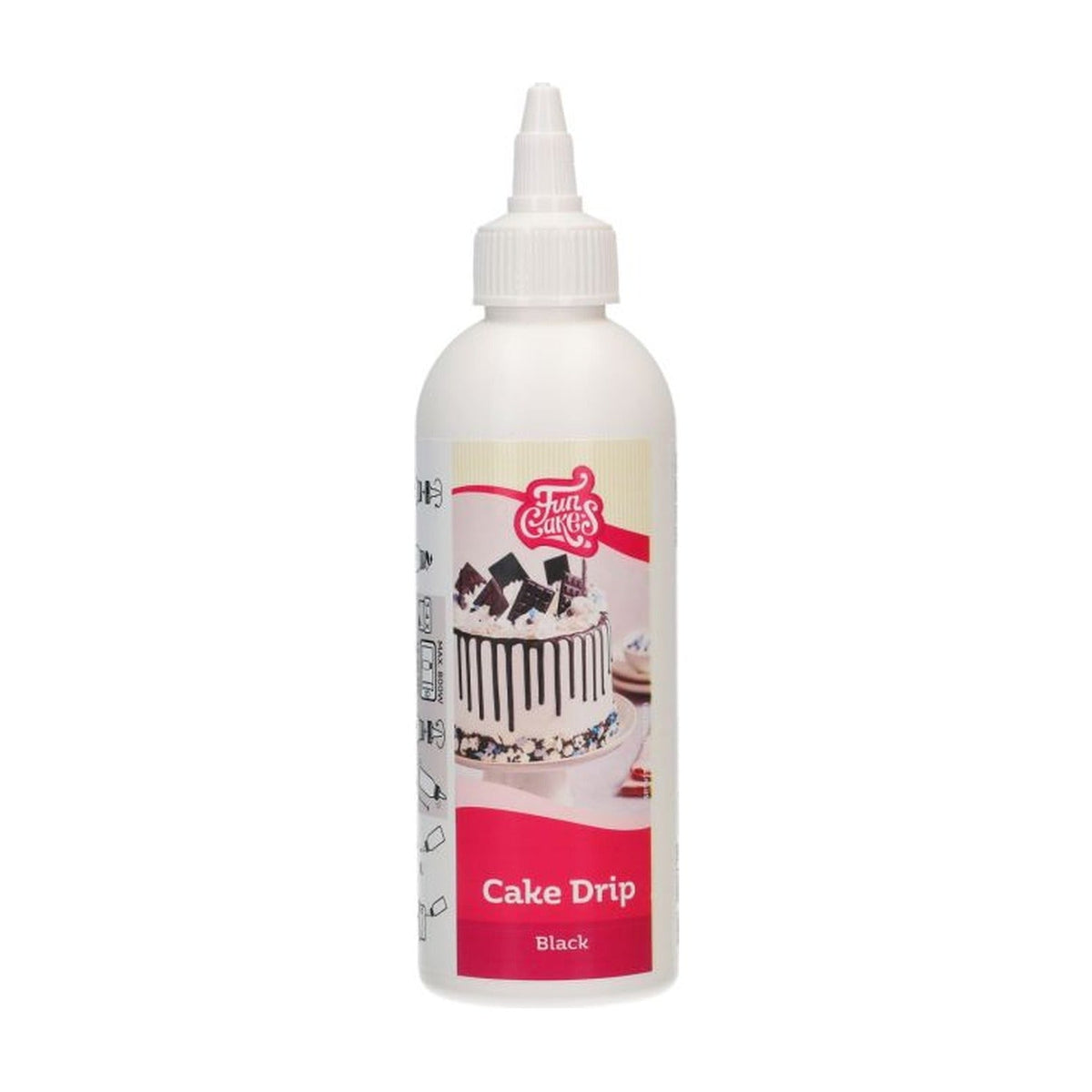 FunCakes Choco Drip Zwart - 180 gram op witte achtergrond