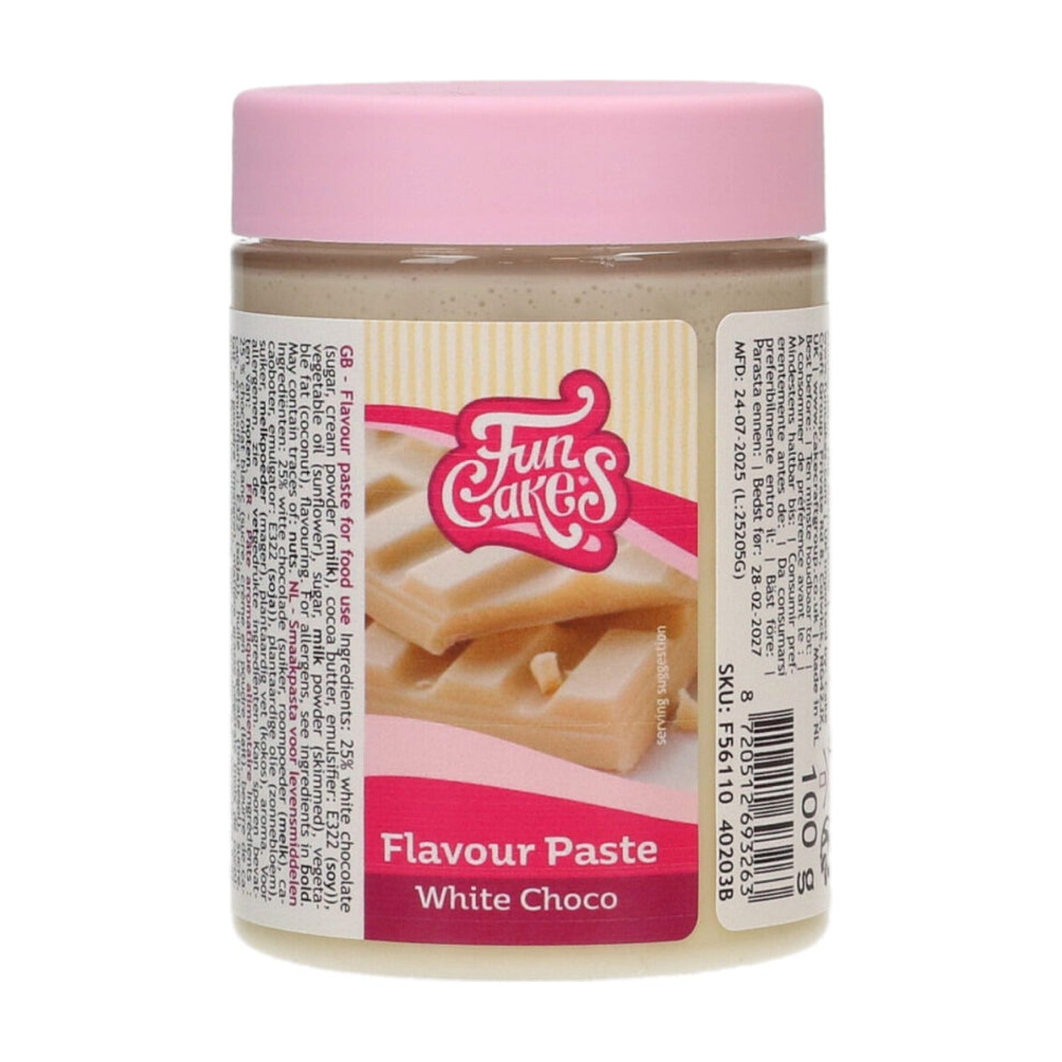 FunCakes Smaakpasta Witte Chocolade - 100 gram op witte achtergrond