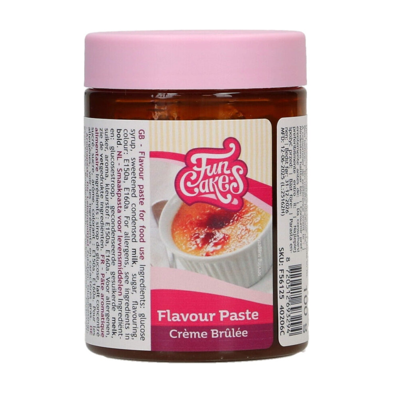 FunCakes Smaakpasta Crème Brûlée - 100 gram op witte achtergrond