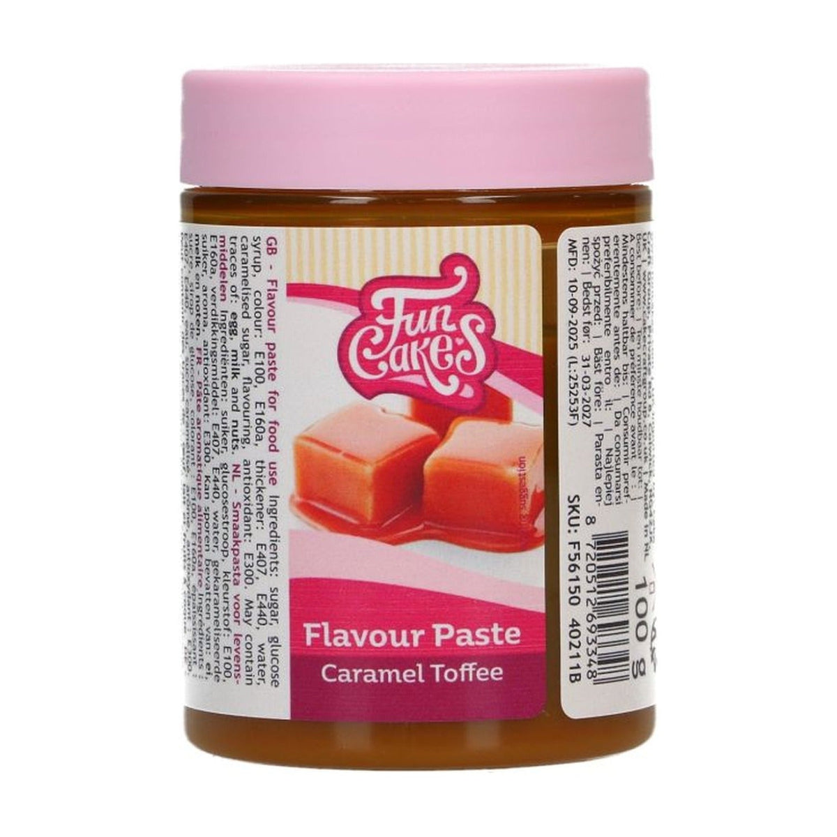 FunCakes Smaakpasta Karamel Toffee - 100 gram op witte achtergrond