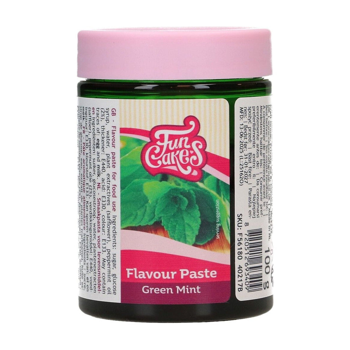 FunCakes Smaakpasta Groene Munt - 100 gram op witte achtergrond