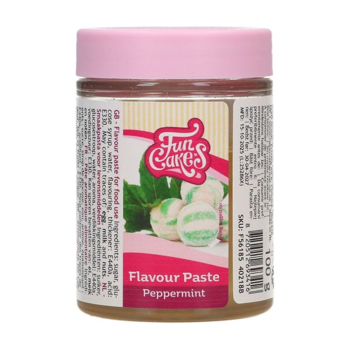 FunCakes Smaakpasta Peppermint - 100 gram op witte achtergrond