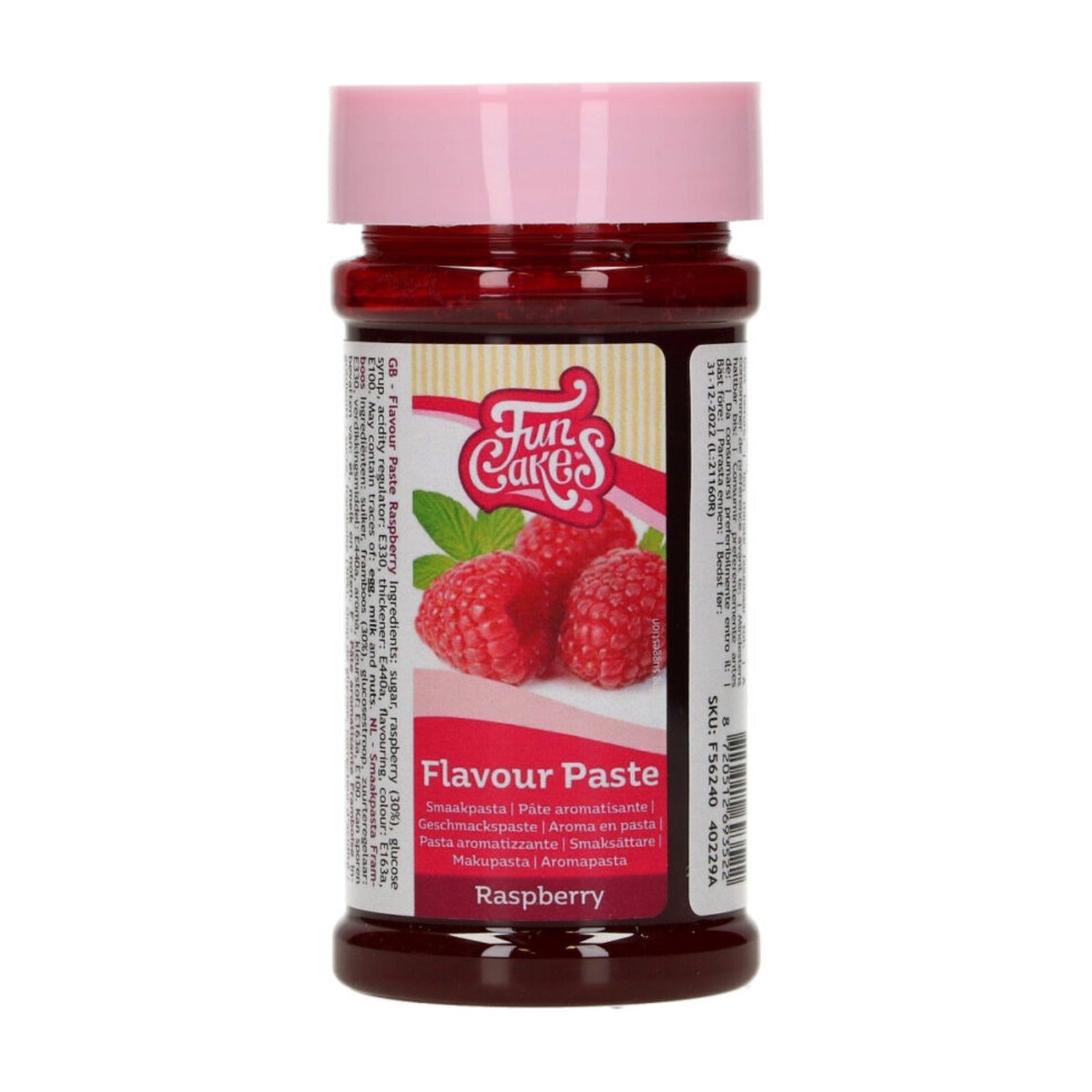 FunCakes Smaakpasta Framboos - 120 gram op witte achtergrond