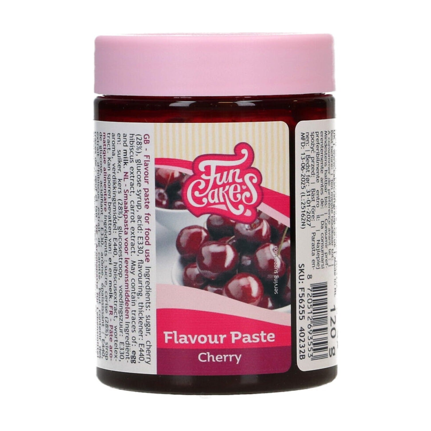 FunCakes Smaakpasta Kers - 120 gram op witte achtergrond