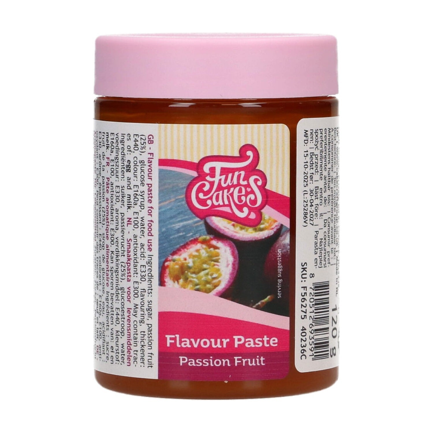 FunCakes Smaakpasta Passievrucht - 120 gram op witte achtergrond