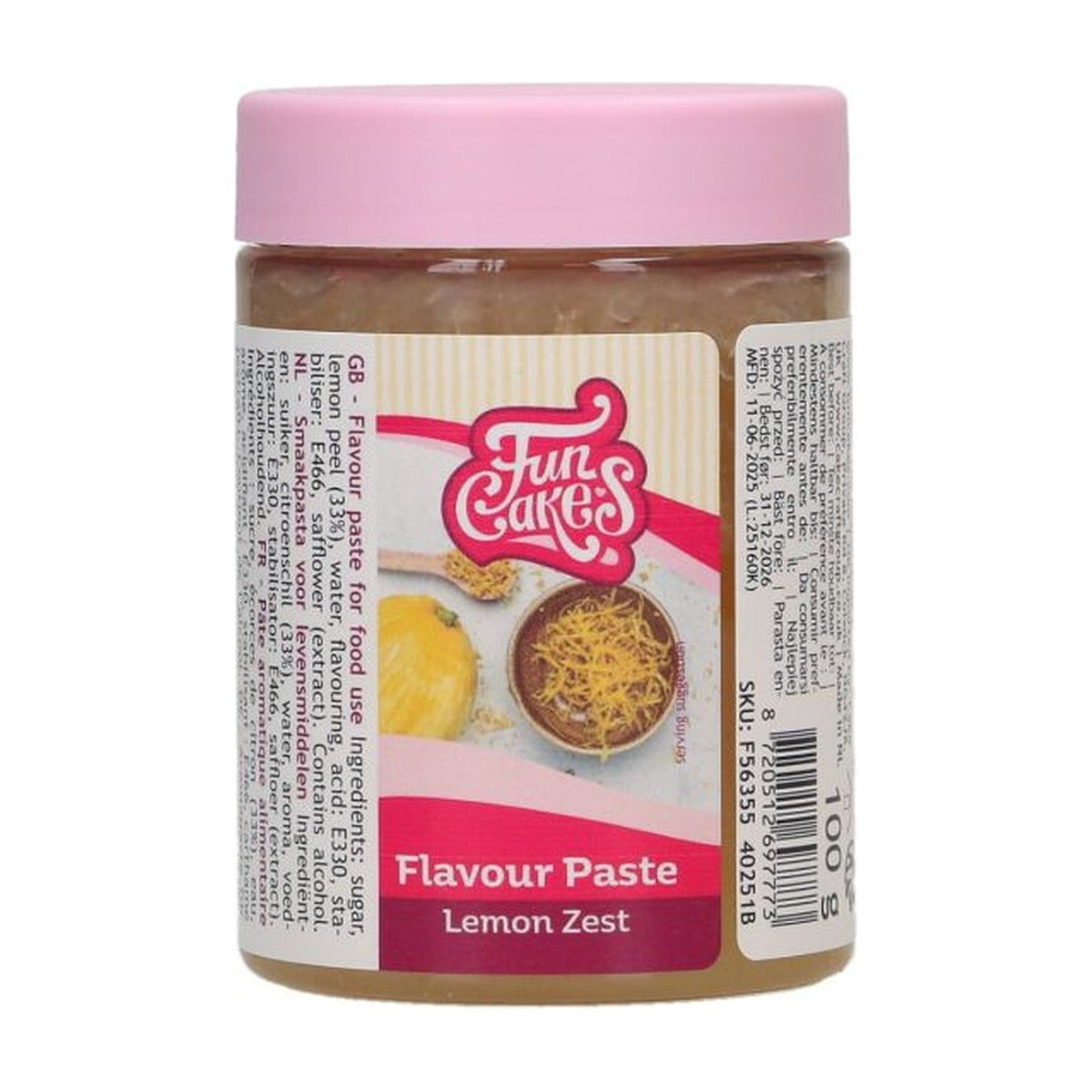 FunCakes Smaakpasta Lemon Zest - 100 gram op witte achtergrond