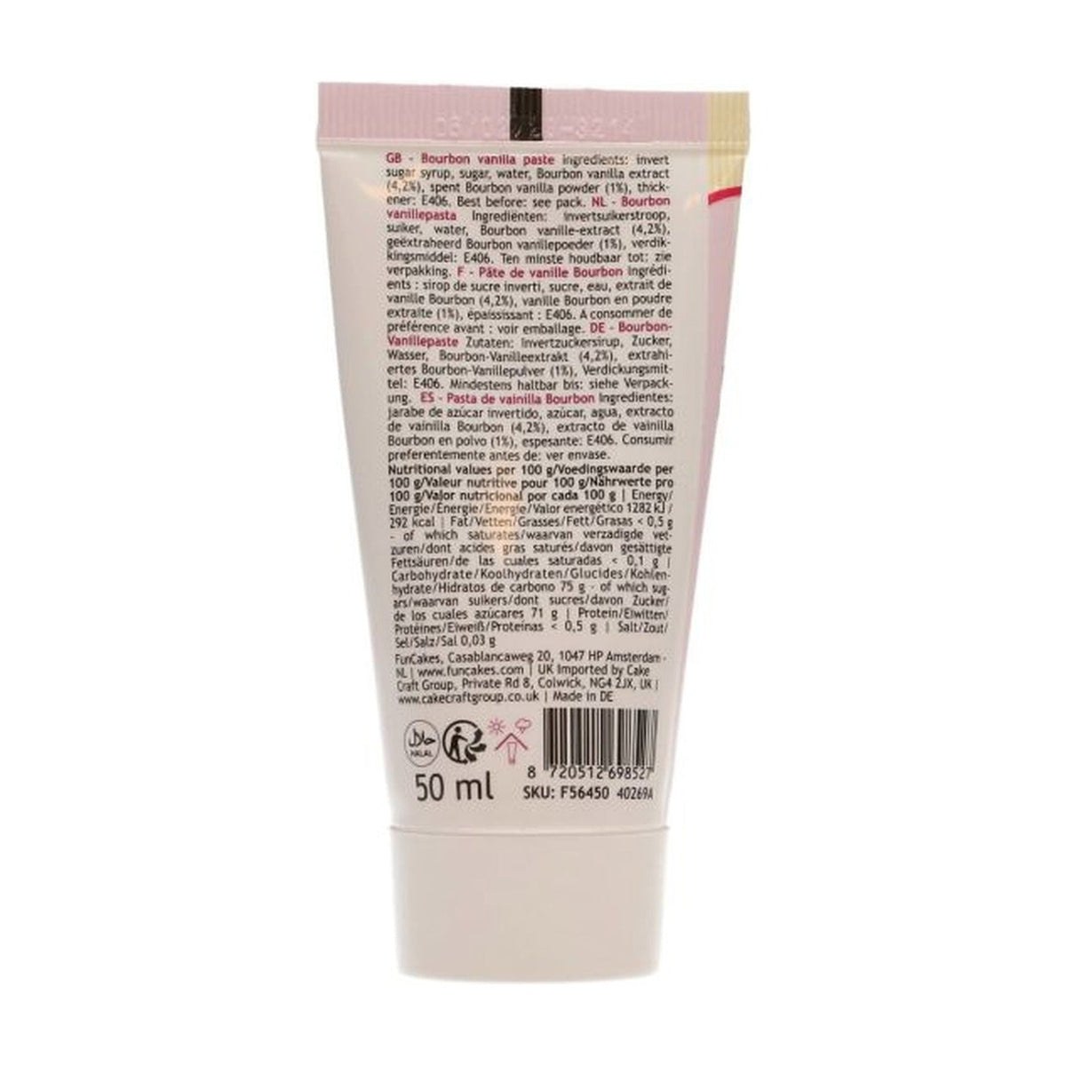 FunCakes Bourbon Vanillepasta - 50 ml op witte achtergrond