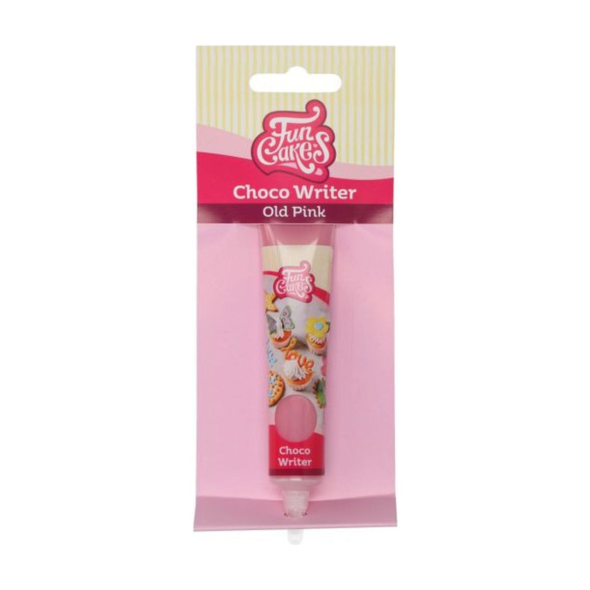 FunCakes Choco Writer Roze - 25 gram op witte achtergrond