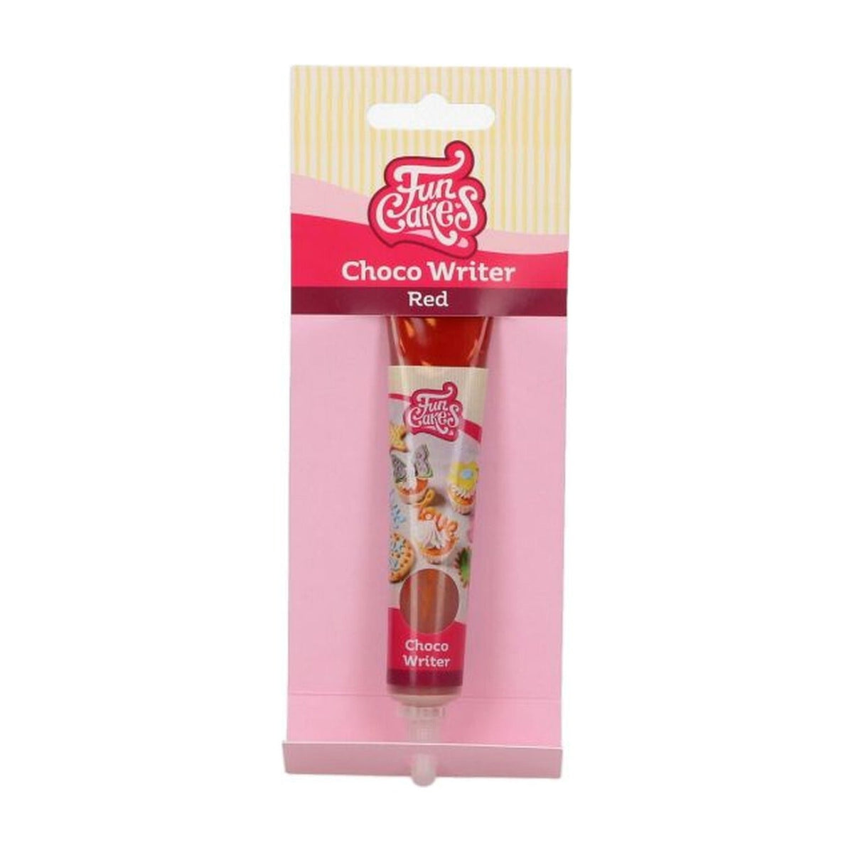 FunCakes Choco Writer Rood - 25 gram op witte achtergrond